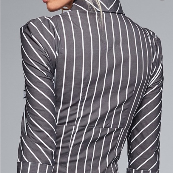 Striped Cut Out Shirt Dress - Picture 6 of 9